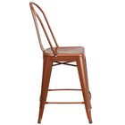 Flash Furniture Commercial Grade 24" High Copper Metal Indoor-Outdoor Counter Height Stool with Back-Seat Drain Hole assists in drying