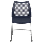 Flash Furniture - Chaise empilable marine de la série HERCULES à dossier ventilé et à base traîneau enduite de poudre grise-Conception à dossier et siège en plastique marine aux contours ergonomiques