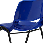 Flash Furniture HERCULES Series Navy Ergonomic Shell Stack Chair with Black Frame & 16" Seat Height-Vented Back allows air circulation