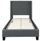 Flash Furniture Riverdale Twin Size Tufted Upholstered Platform Bed - Dark Grey Fabric-Platform Bed