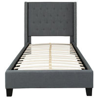 Flash Furniture Riverdale Twin Size Tufted Upholstered Platform Bed - Dark Grey Fabric-Platform Bed