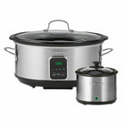 Kenmore Programmable 7 qt (6.6L) Slow Cooker with Sauce Warmer - Black & Stainless Steel-Large 7 qt (6.6L) capacity can fit a whole 7 lb chicken or 5 lb roast for a hearty family meal