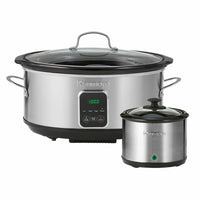 Kenmore Programmable 7 qt (6.6L) Slow Cooker with Sauce Warmer - Black & Stainless Steel-Large 7 qt (6.6L) capacity can fit a whole 7 lb chicken or 5 lb roast for a hearty family meal