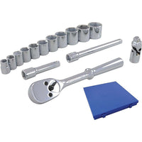 Ensemble de 15 douilles, prise 3/8, 6pans, chromé-1