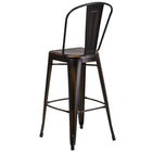 Flash Furniture Commercial Grade 30" High Distressed Copper Metal Indoor-Outdoor Barstool with Back-Distressed Copper Powder Coated Frame Finish