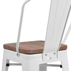 Flash Furniture 24" High Metal Counter Height Stool with Back & Wood Seat - White-Galvanized Steel Construction with Cross Brace under seat for extra stability