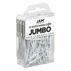 JAM Paper Colored Jumbo 2" Paper Clips - White - 2 Packs of 75-Quantity: 2/pack ( 75 per box )