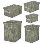 Truu Design Rectangular Storage Boxes, Set of 5, 17 x 19 x 13.5 inches, Green-Ideal for storing and neatly organizing clothes, towels, and other household supplies