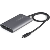 StarTech Thunderbolt 3 to Dual DisplayPort Adapter DP 1.4 - Mac/Windows-High Performance: Thunderbolt 3 (40Gbps) to Dual DisplayPort 1.4 adapter with dual 4K 60Hz or single 8K 30Hz or 5K 60Hz / HDR/DisplayHDR, HBR3, Display Stream Compression (DSC), HDCP 2.2/1.4