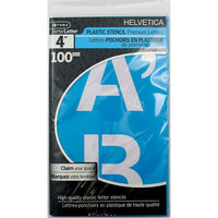 C-THRU Helvetica Stencil, 4”, Caps, 4 Pack-Reusable plastic stencils