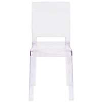 Flash Furniture Ghost Chair with Square Back in Transparent Crystal-Classic Style Accent Chair