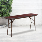 Flash Furniture 18" x 60" Rectangular Mahogany Melamine Laminate Folding Training Table-Brown T-Mold Edge Band