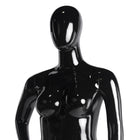 Can-Bramar RPPF-2 Plus Size  Female Abstract Fibreglass Mannequin  - Glass Base - Glossy Black-Height: 69.3" - 176 cm, Shoulder: 20.5" - 52 cm, Chest: 42.9" - 109 cm, Waist: 34.7" - 88 cm, Hip: 45.3" - 115cm