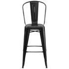 Flash Furniture Commercial Grade 30" High Distressed Black Metal Indoor-Outdoor Barstool with Back-Set of 4 Bistro Style Bar Stools