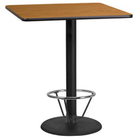 Flash Furniture Laminate 36" Square Round Base Table, Natural (XUNT3636TR24B4F)-Bar height hospitality table