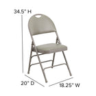 Flash Furniture HERCULES Series Ultra-Premium Triple Braced Vinyl Metal Folding Chair with Easy-Carry Handle - Grey-Double Hinged