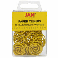 JAM PAPER - Trombones Circulaires Colores, Jaune, 2 Paquets de 50-Couleur jaune