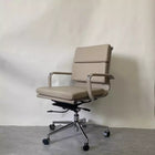 Plata Import - Paco chaise de bureau en cuir PU cadre en métal à dossier bas en mousse, Gris-Asiatique 20 po x 23 po; Retour 20 H