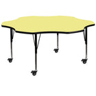 Flash Furniture Mobile 60'' Flower Shaped Activity Table with Yellow Laminate Top and Adjustable Preschool Legs (XUA60FLRYLTPC)-Yellow/Chrome, Laminate, Steel