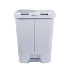 Step N' Sort Dual Trash and Recycling Bin - 40 L - White-Hands-free step pedal opens entire lid