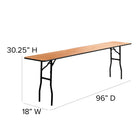 Flash Furniture 18" x 96" Rectangular Wood Folding Training - Seminar Table with Smooth Clear Coated Finished Top-Black T-Mold Edge Band