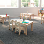Flash Furniture Bright Beginnings Commercial Grade Wooden Trapezoid Preschool Classroom Activity Table-Accommodates up to 3 Children