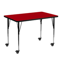 Flash Furniture Mobile 30"W x 48"L Rectangular Thermal Laminate Activity Table - Red-Popular Rectangular Activity Table