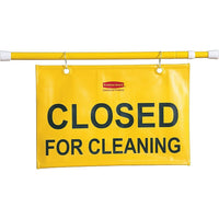 Rubbermaid "Closed for Cleaning" Site Safety Hanging Sign (English)-Torsion action to secure pole