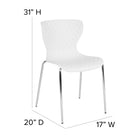 Flash Furniture Lowell Contemporary Design White Plastic Stack Chair - White-Chrome Frame Finish