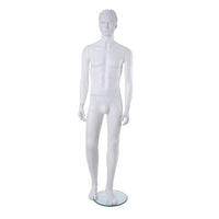Can-Bramar Adult Male Abstract Unbreakable  Mannequin - Glass Base - Blown White (PL-M94)-Straight Arms for Easy Dressing