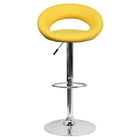 Flash Furniture 21 1/2" x 21 1/2" Vinyl Round Back Adjustable Bar Stool W/Chrome Base, Yellow, 2 Pack-Height Adjustable Seat with Gas Lift