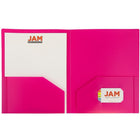 JAM Paper Plastic Heavy Duty Two Pocket Folders, Fuchsia Pink, 108 Pack (383HFUB)-Colour: fuchsia