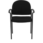 Flash Furniture Fabric Stackable Steel Side Chair with Arms, Black-2 1/2'' Thick Padded Seat
