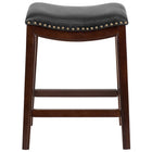 Flash Furniture 26" High Backless Cappuccino Wood Counter Height Stool with Black LeatherSoft Saddle Seat-Transitional Style Stool
