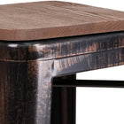 Flash Furniture 30" High Backless Black-Antique Gold Metal Barstool with Square Wood Seat-Stack Quantity: 4-8