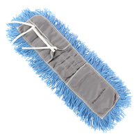 Globe Commercial Products Q-StatElectrostatic Tie-On Dust Mop - 24" x 5" - Blue - 6 Pack-Made with 100% acrylic twisted yarn