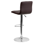 Flash Furniture Contemporary Brown Vinyl Adjustable Height Barstool with Horizontal Stitch Back & Chrome Base - 2 Pack-Horizontal Line Design Upholstery