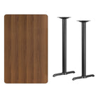 Flash Furniture – Table bistro en stratifié noyer de 30 x 48 po avec 2 bases de 5 x 22 po (XUWA3048T0522B)-Table d'hospitalité à hauteur de bar