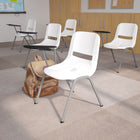 Flash Furniture Ergonomic Shell Chair with Right Handed Flip-Up Tablet Arm - White - 5 Pack-Grey Powder Coated Frame Finish with Plastic Floor Glides