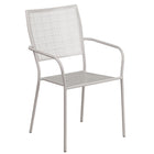 Flash Furniture Light Grey Indoor-Outdoor Steel Patio Arm Chair with Square Back-Stacks up to 8 Chairs High