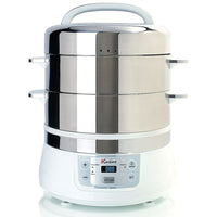 Euro Cuisine 2-Tier, 17-Quart Stainless Steel Electric Food Steamer (FS2500)-Stainless Steel Steam basket preserves the original flavor of the food and nutrients, along with being safe to cook with.