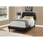 Monarch Specialties 5982T Twin Size Bed - Brown Leather-Look With Wood Legs-Dark brown wooden legs offer sturdy support for a subtle retro twist