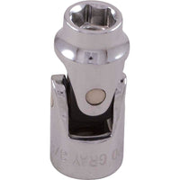 Gray Tools 7/16" X 3/8" Drive, 6 Point Standard Length, Universal Joint Chrome Socket-Size: 7/16"