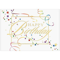 JAM Paper Blank Birthday Cards Set, Happy Birthday Squares, 25/Pack (526XA4826WB)-Birthday Card with Square 'Confetti' and swirls Theme