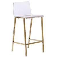Plata Import Acrylic Stool with Gold Legs-Barstool suitable for indoor and outdoor use