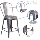 Flash Furniture - Tabouret de comptoir à enduit lustré de 24 pouces de hauteur pour l'intérieur avec dossier-Finition en poudre lustré