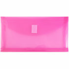 JAM Paper Plastic Envelopes with Hook & Loop #10 Booklet Wallet - 5.25" x 10" with 1" Expansion - Fuchsia Pink - 12 Pack -Plastic Envelopes with Velcro Closure , Colour: Fuchsia Pink