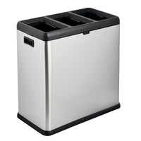 The Step N' Sort 60L 3-Compartment Open Top Trash and Recycling Bin-Easy Lift Off Lid for quick access