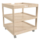 Flash Furniture Bright Beginnings Commercial 3 Shelf Square Space Saving Wooden Mobile Classroom Storage Cart - Natural-Resists Yellowing, Stains, and Scratches