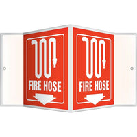 Accuform Signs Fire Hose Projection Sign, 6" x 5", Plastic, English With Pictogram-Display Type Bolt-On